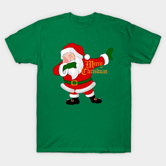 dabbing santa claus funny christmas T-Shirt by gossiprag